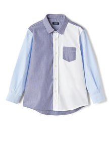 Striped Patchwork Design Shirt | Blue Denim/Avio