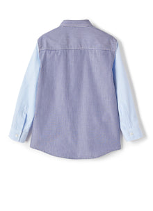 Striped Patchwork Design Shirt | Blue Denim/Avio