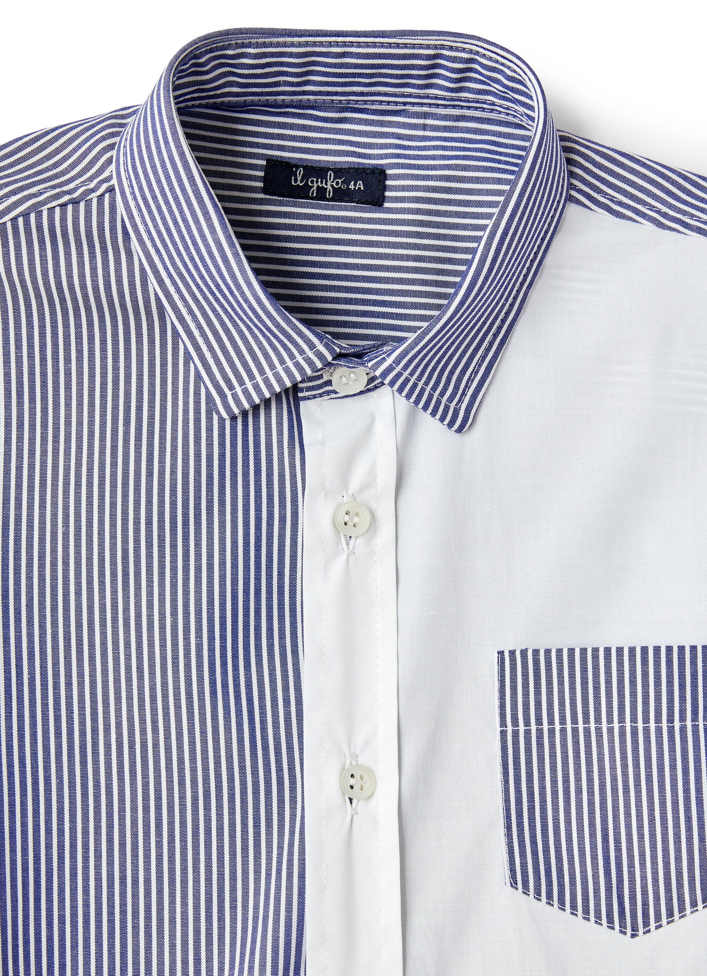 Striped Patchwork Design Shirt | Blue Denim/Avio