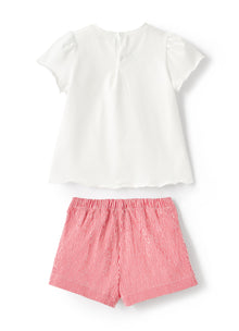Micro Vichy Check Suit | White/Strawberry Red