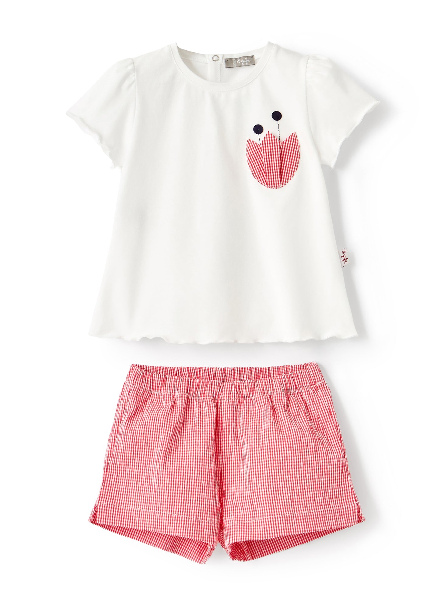 Micro Vichy Check Suit | White/Strawberry Red