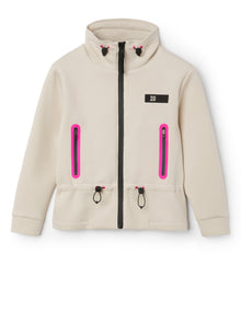Bonded Sweatshirt with Drawstring | Stone/Rosa Fluorescente