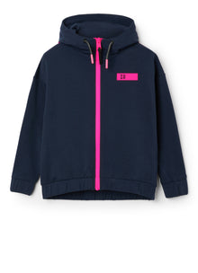 Sweatshirt with Taping | Blue/Rosa Fluorescente