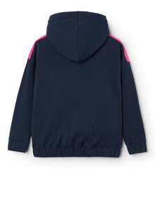 Sweatshirt with Taping | Blue/Rosa Fluorescente