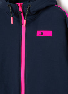 Sweatshirt with Taping | Blue/Rosa Fluorescente