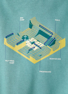Sweatshirt with Hood And Skater Print | Teal/Teal Scuro