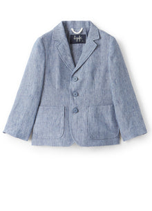 Light 100% Linen Jacket | Celeste Scuro