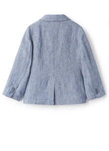 Light 100% Linen Jacket | Celeste Scuro