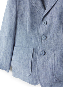 Light 100% Linen Jacket | Celeste Scuro