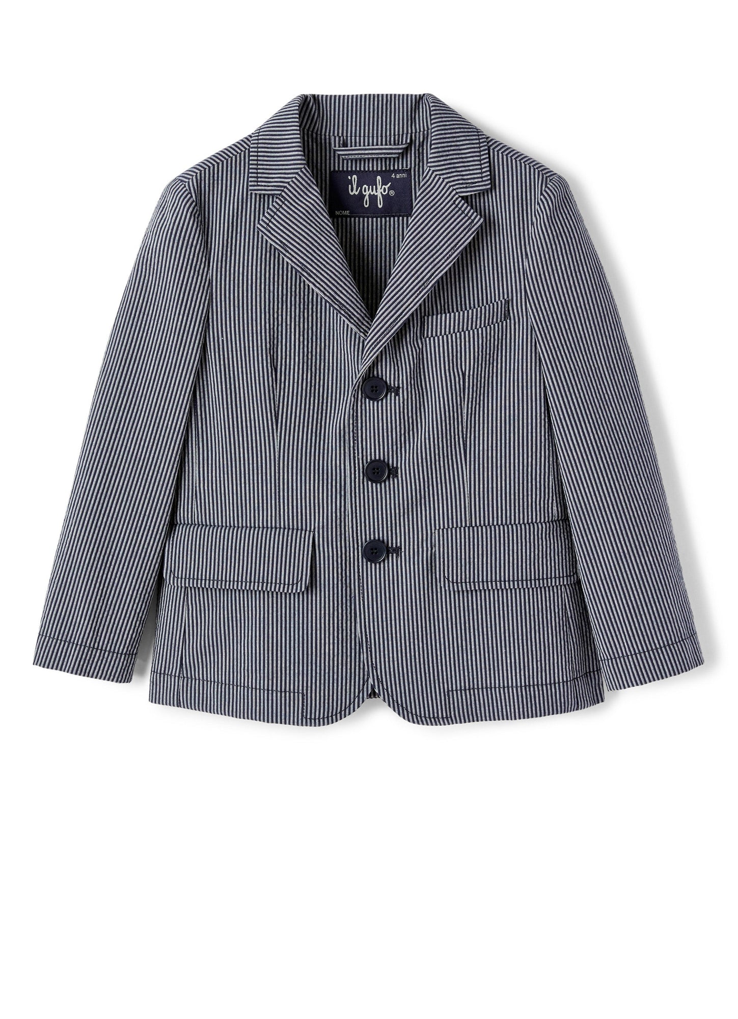 Boys | Striped Seersucker Blazer | Blue Riga