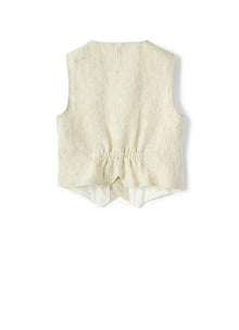 Khaki Striped 100% Linen Vest | Cachi Righe
