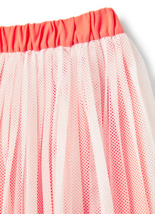 Mesh Skirt with Shorts | Carota/Rosa Fluorescente