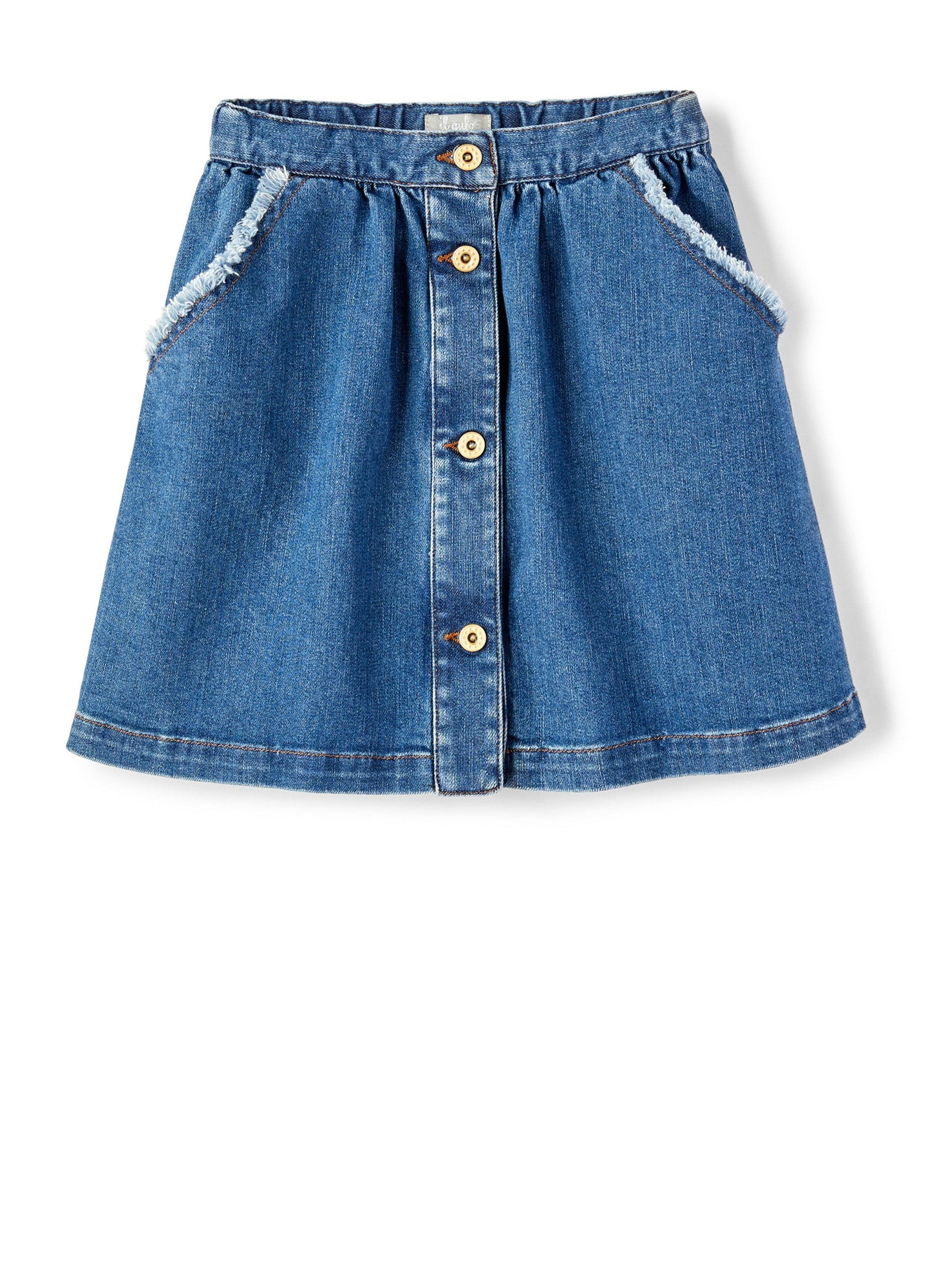 Girls | Denim Skirt with Buttons | Sky Blue Scuro