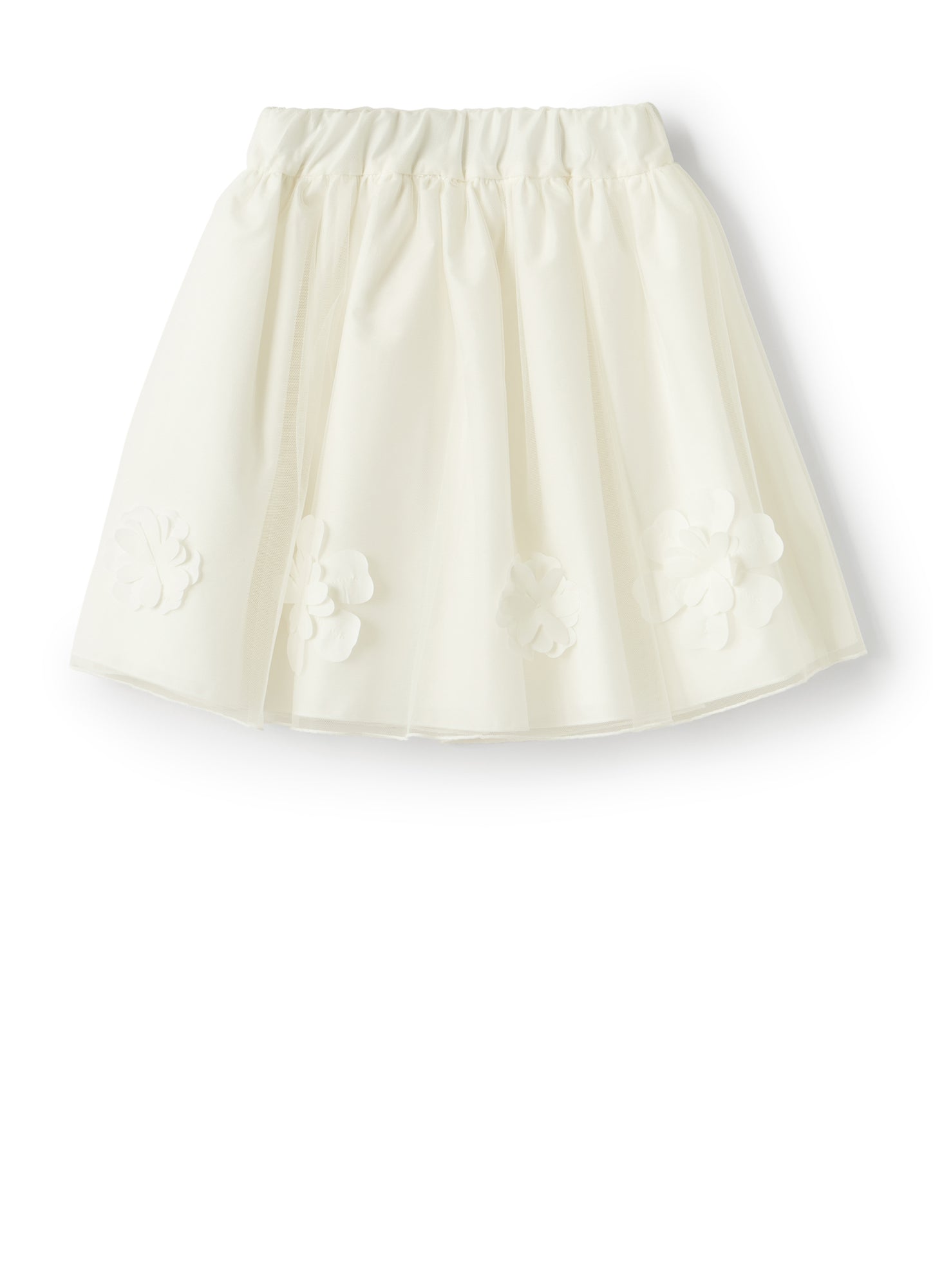 Tulle Skirt with Flowers | Milk/White