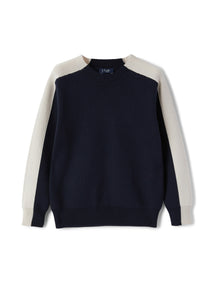 Sweater with Side Band | Blue/Milk