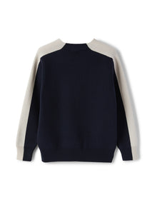 Sweater with Side Band | Blue/Milk