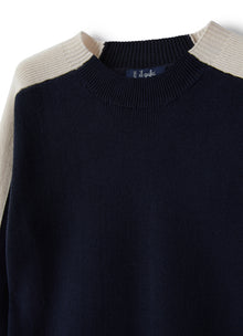 Sweater with Side Band | Blue/Milk