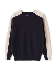 Sweater with Side Band | Blue/Milk