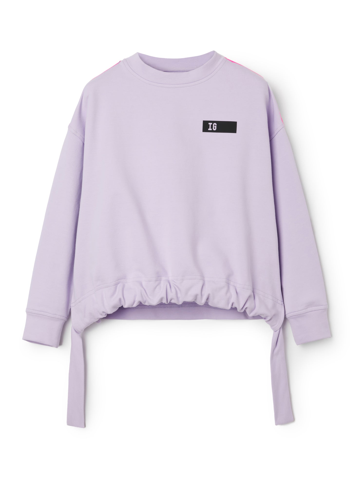 Boxy Sweatshirt with Taping And Drawstring | Passiflora/Rosa Fluorescente