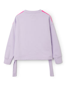 Boxy Sweatshirt with Taping And Drawstring | Passiflora/Rosa Fluorescente