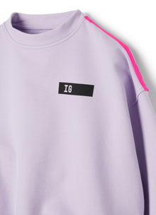 Boxy Sweatshirt with Taping And Drawstring | Passiflora/Rosa Fluorescente