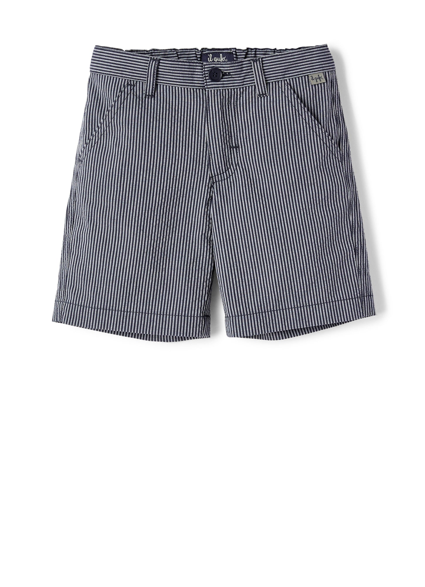 Striped Seersucker Bermuda Shorts | Blue Riga