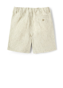 Khaki Striped Linen Bermuda Shorts | Cachi Righe