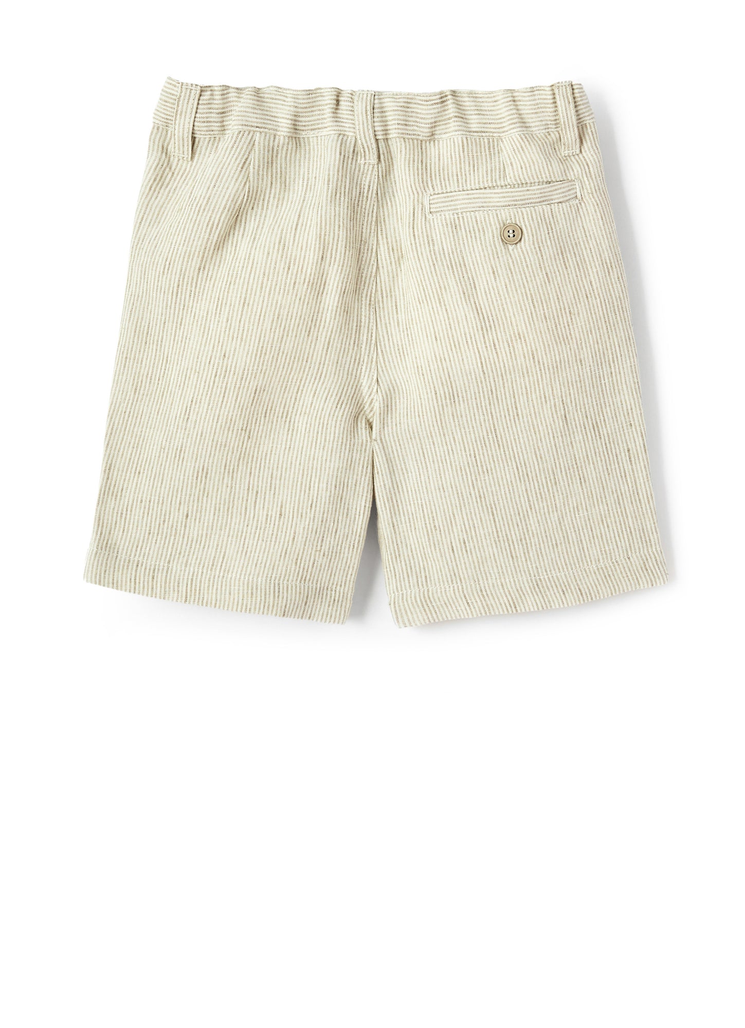 Khaki Striped Linen Bermuda Shorts | Cachi Righe