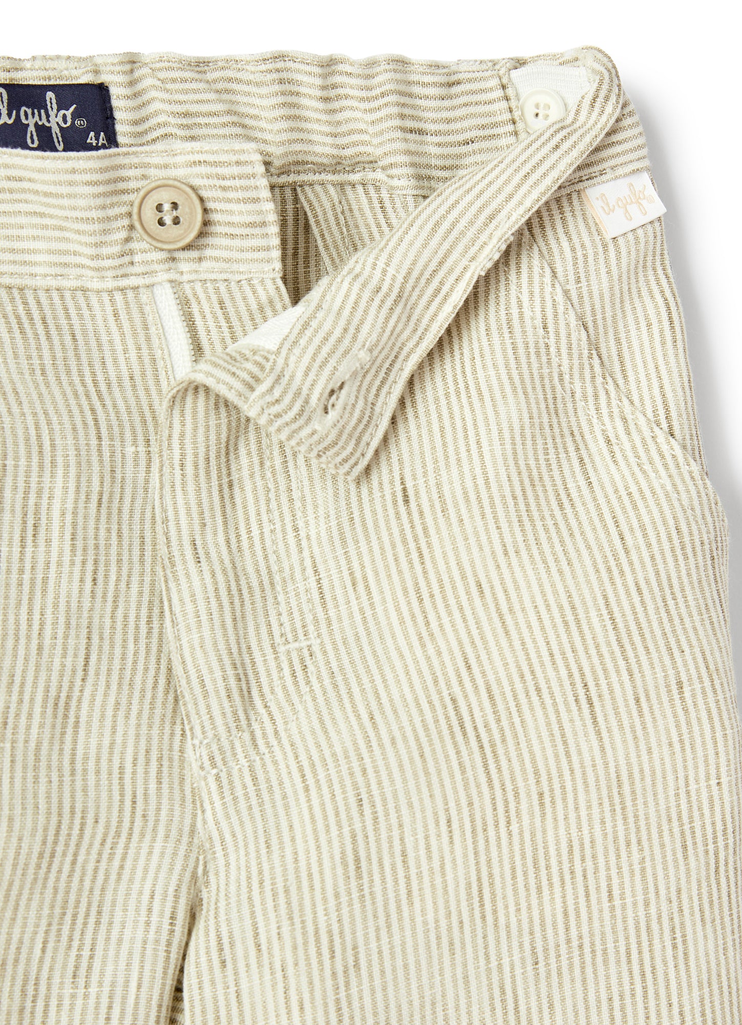 Khaki Striped Linen Bermuda Shorts | Cachi Righe