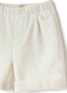 Piquet Cotton Shorts | Shell White