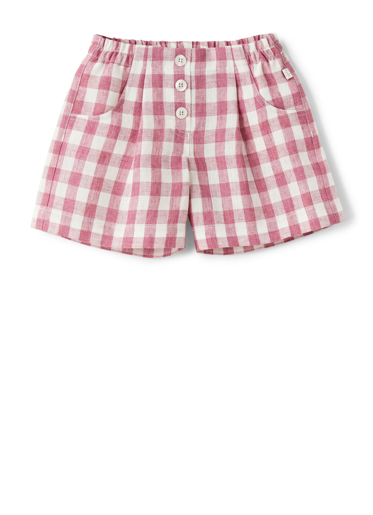 Girls | Checked Linen Bermuda Shorts | Pink Antico