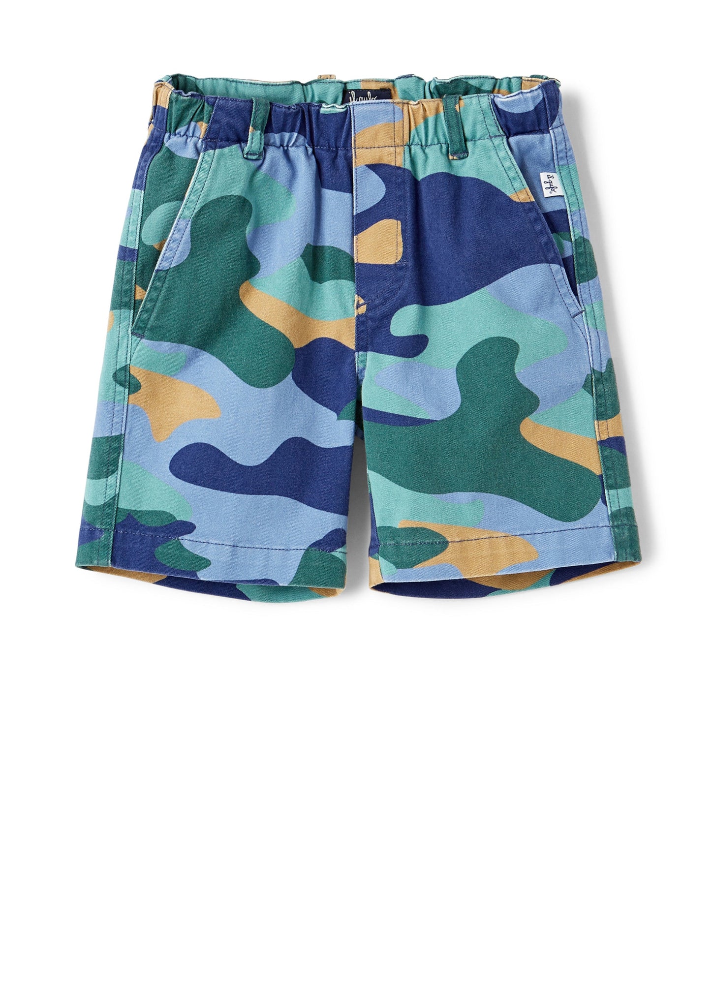 Boys | Patterned Gabardine Bermuda Shorts | Sky Blue Scuro
