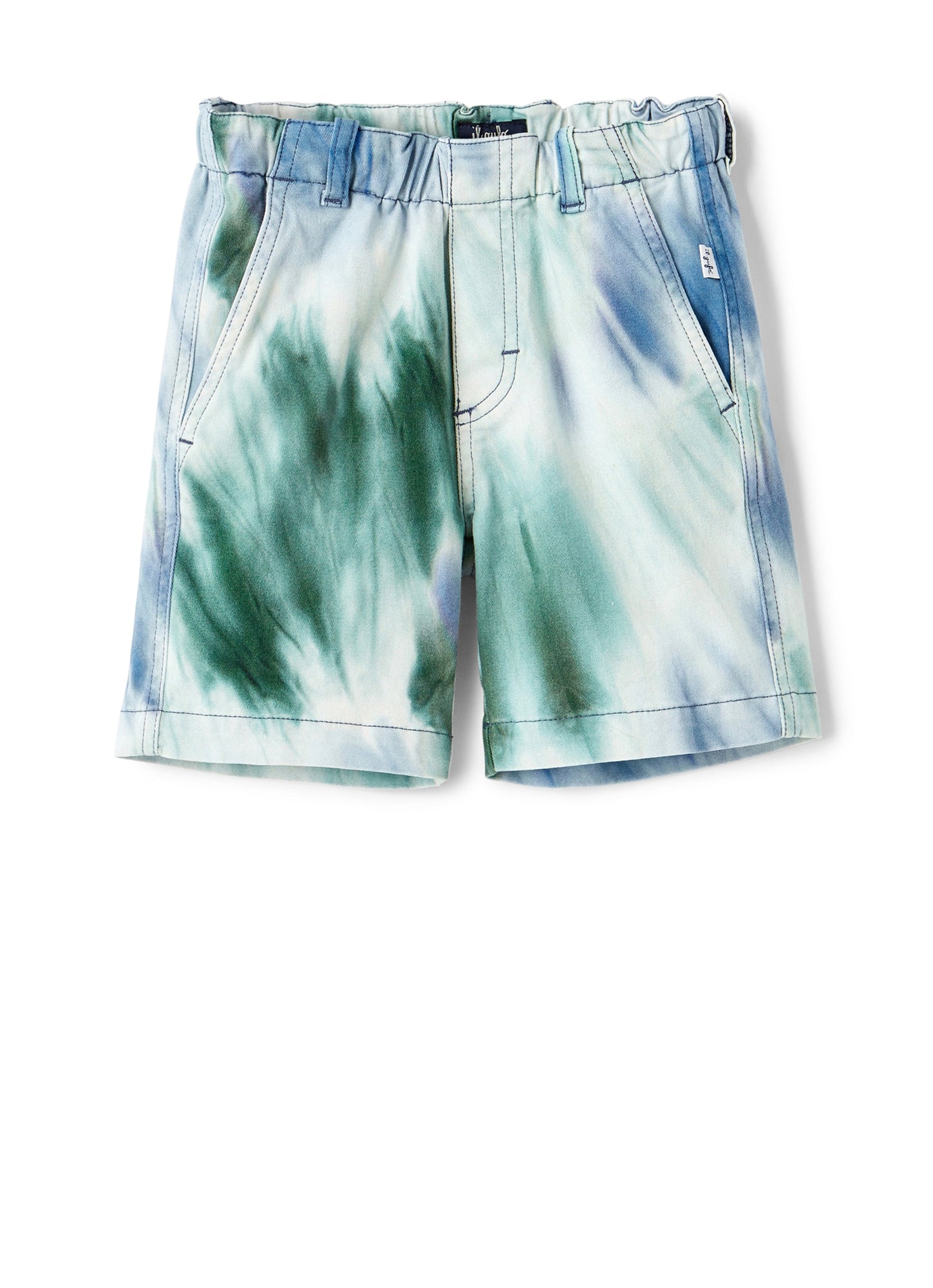 Boys | Tie-Dye Gabardine Bermuda Shorts | Teal Scuro