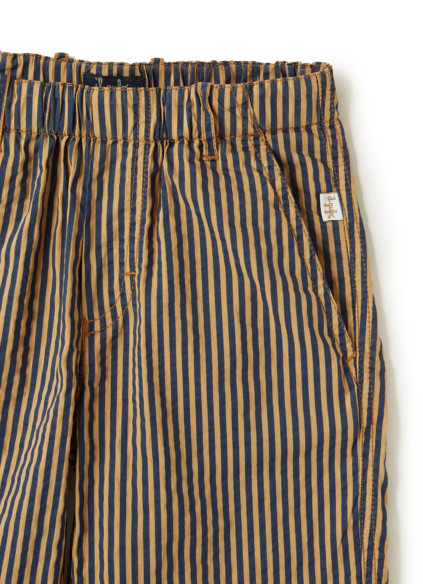 Technical Seersucker Bermuda Shorts | Crusca/Blue Aperto