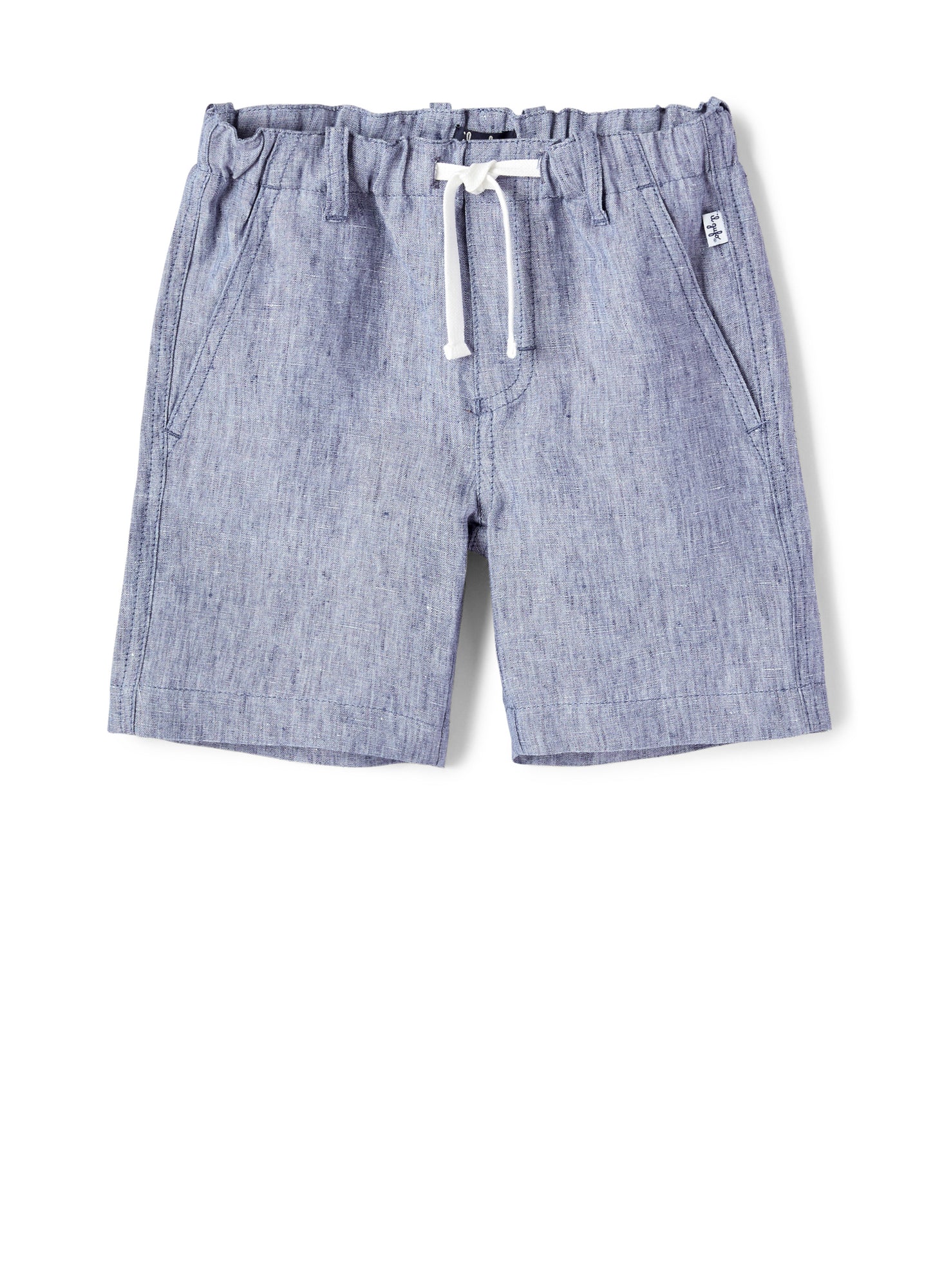 Boys | Linen Bermuda Shorts with Drawstring | Sky Blue Scuro