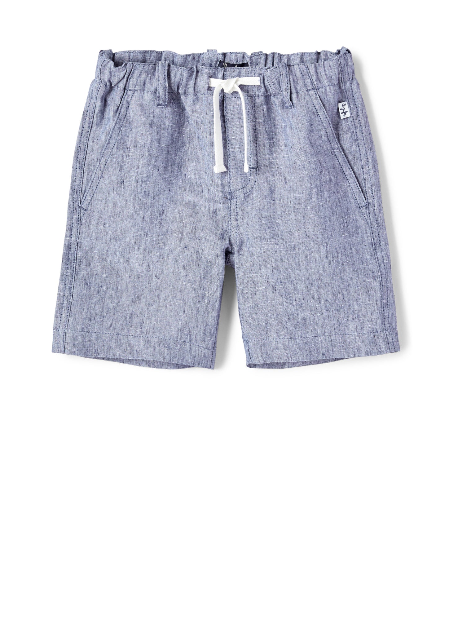 Linen Bermuda Shorts with Drawstring | Celeste Scuro