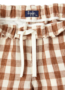 Caramel Checked Linen Bermuda Shorts | Caramello