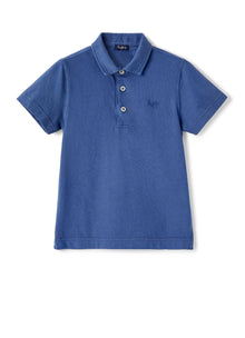 Organic Cotton Polo Shirt | Celeste Scuro