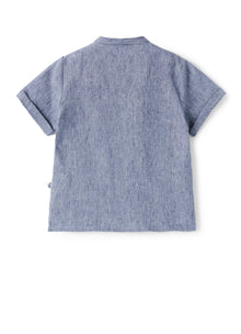 Light Linen Korean Polo Shirt | Celeste Scuro