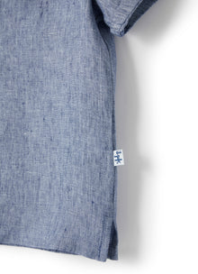 Light Linen Korean Polo Shirt | Celeste Scuro
