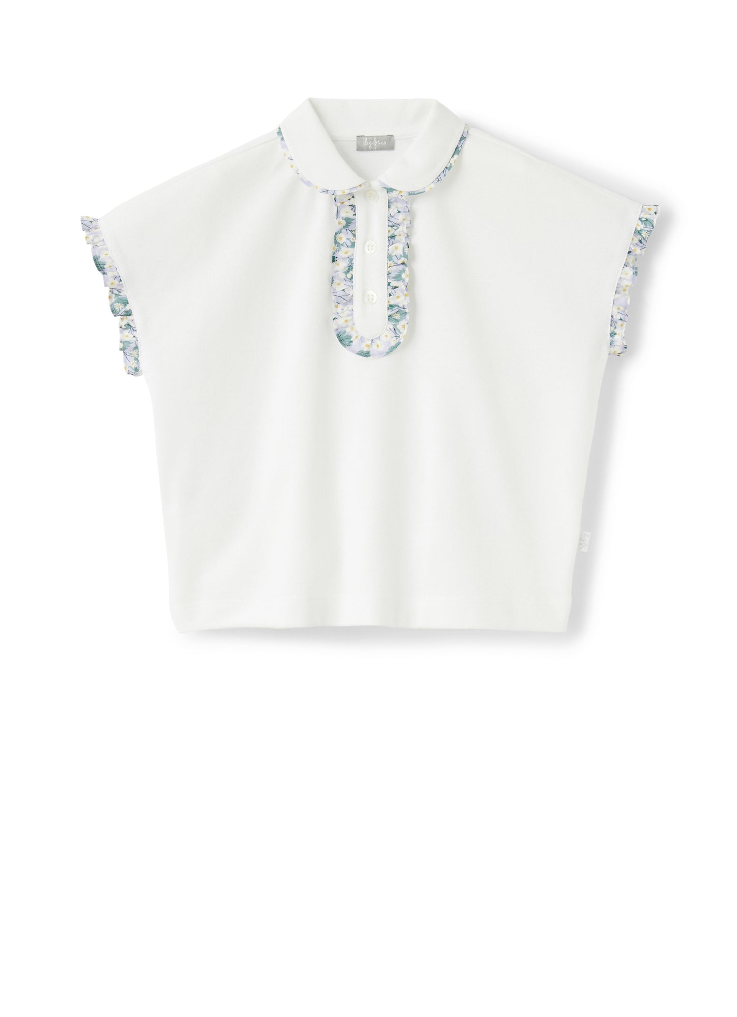 Polo Shirt with Liberty Fabrics Profiles | Bianco/Lilla