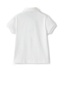Jersey Polo Shirt with Micro Vichy Profiles | White/Powder Blue