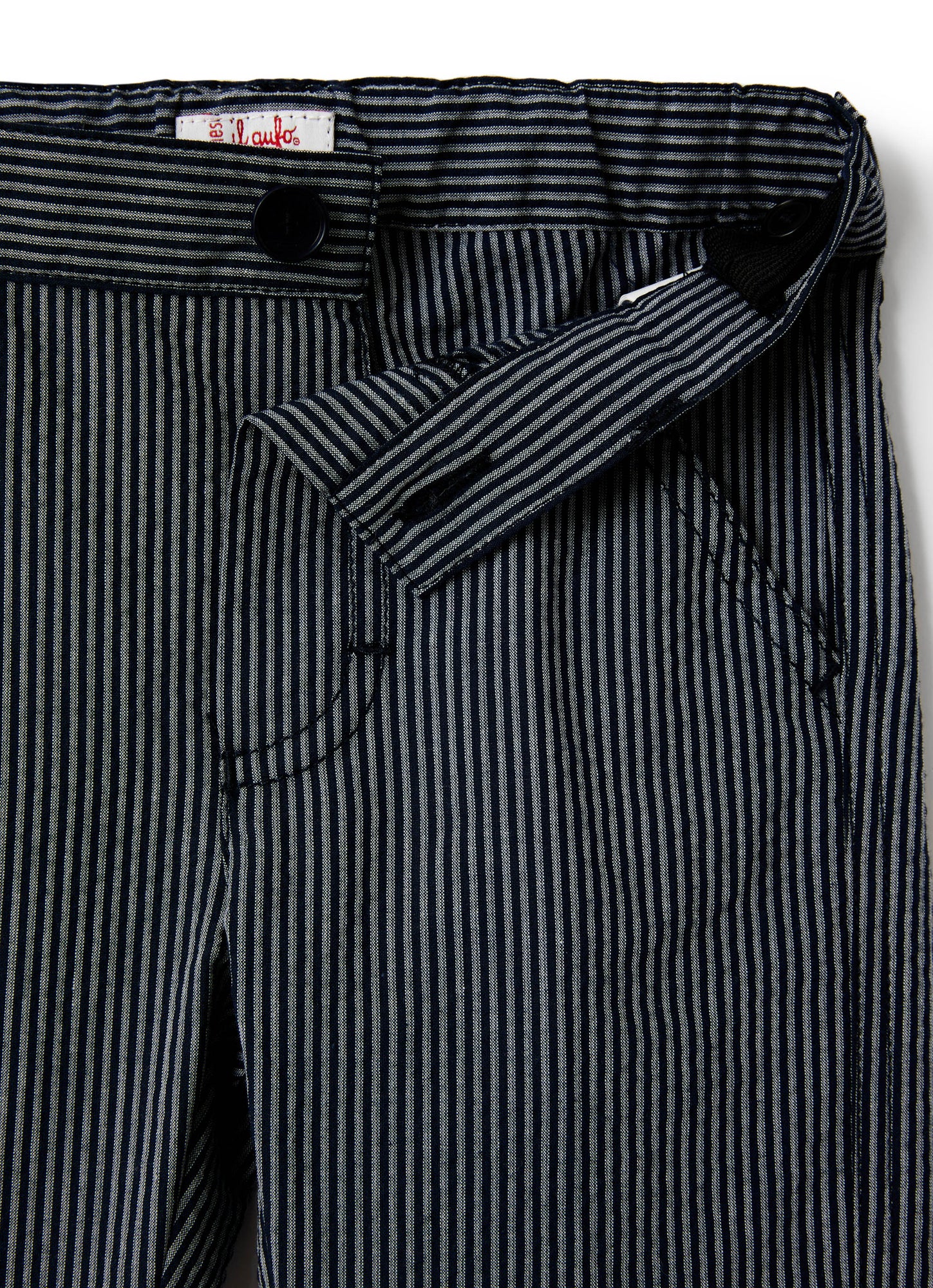 Striped Seersucker Trousers | Blue Riga