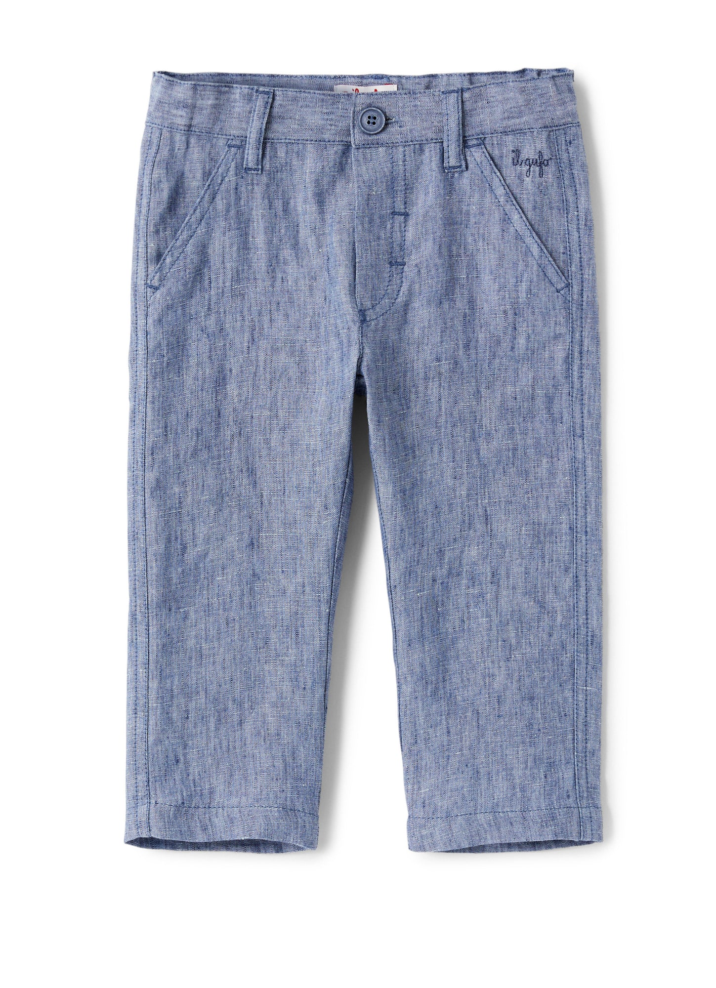 Baby Boys | Linen Trousers | Sky Blue Scuro