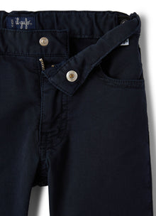 Classic-Cut 5-Pockets Gabardine Trousers | Blue