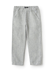 Striped Linen Trousers | Celeste Scuro Righe