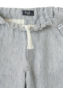 Striped Linen Trousers | Celeste Scuro Righe