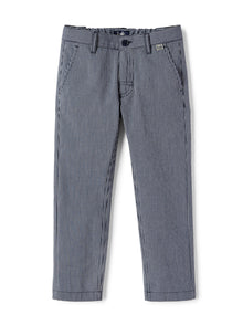 Striped Regular Fit Trousers | Blue Riga