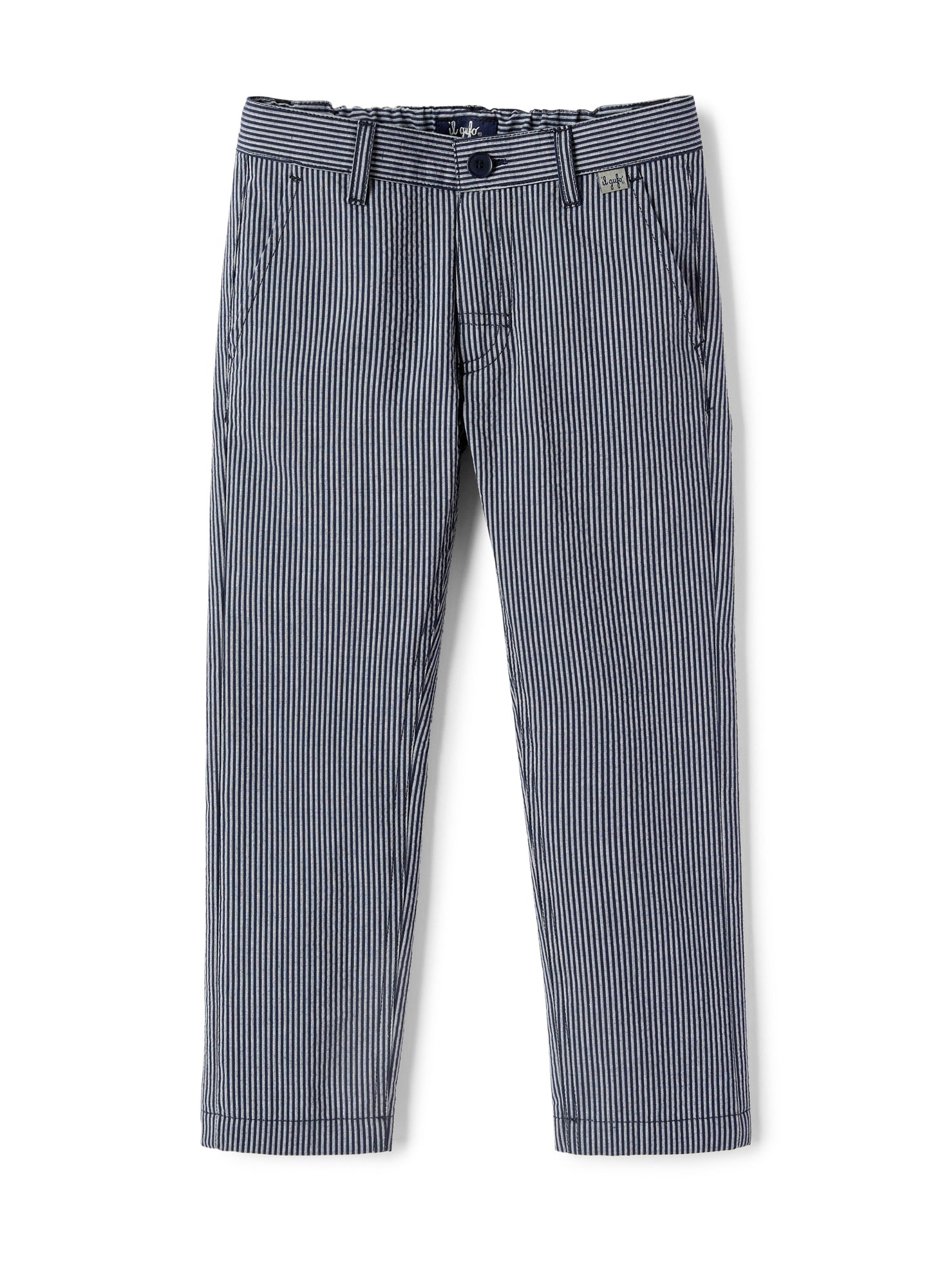 Striped Regular Fit Trousers | Blue Riga