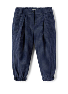 Checked Seersucker Baggy Trousers | Blue Quadretto